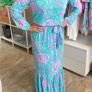 Lilly Pulitzer | Odella Maxi Dress | Amalfi Blue Best Fishes Print